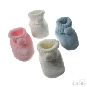 Acrylic Pom-Pom Baby Bootees (4 Cols): S408