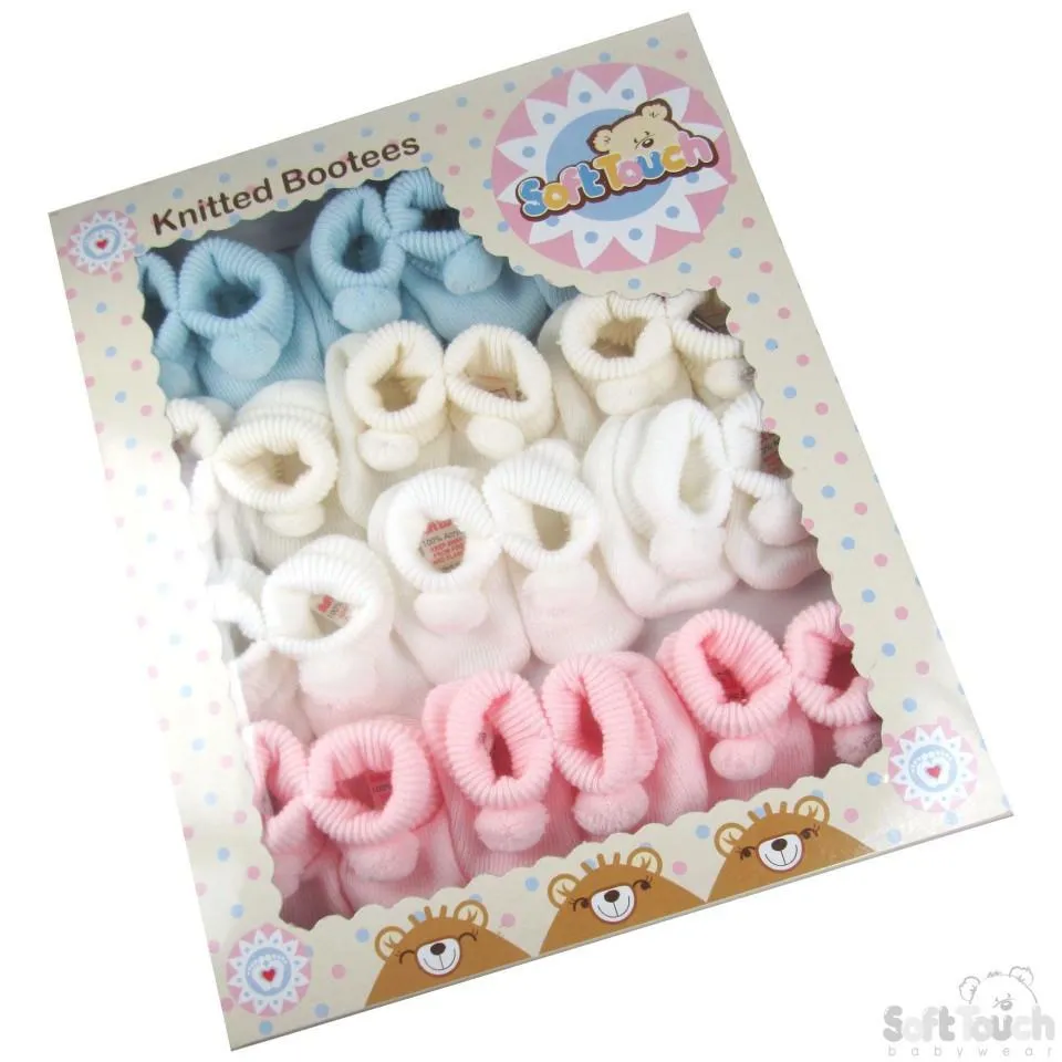 Acrylic Pom-Pom Baby Bootees (4 Cols): S408