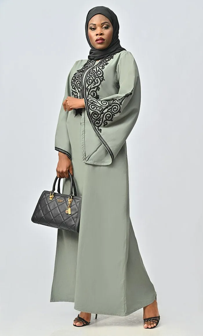 Arabic Women Beautiful Dori Work Detailing Abaya With Pockets - Final Sale