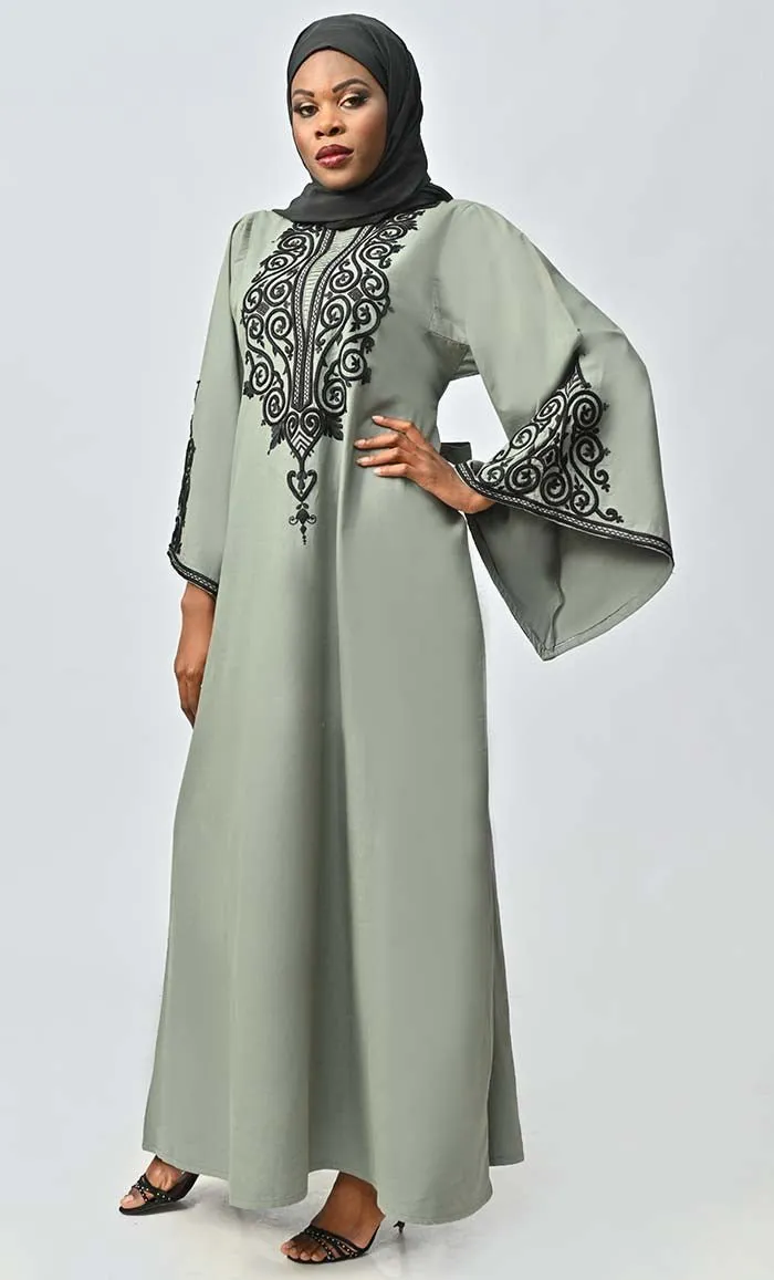 Arabic Women Beautiful Dori Work Detailing Abaya With Pockets - Final Sale