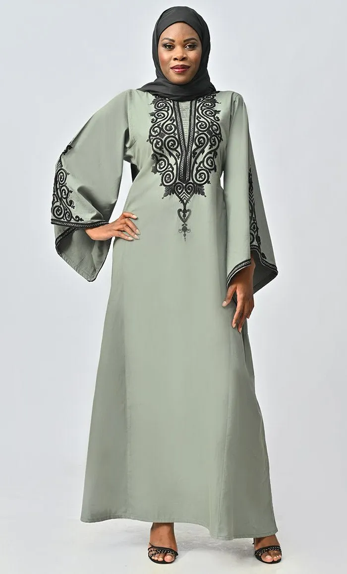 Arabic Women Beautiful Dori Work Detailing Abaya With Pockets - Final Sale