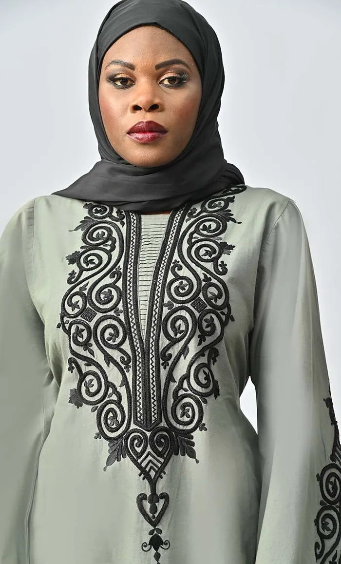 Arabic Women Beautiful Dori Work Detailing Abaya With Pockets - Final Sale