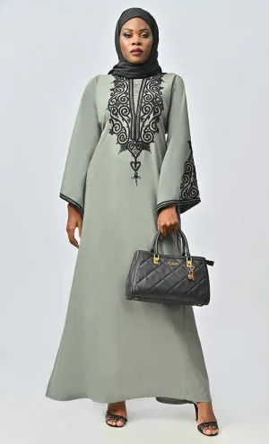 Arabic Women Beautiful Dori Work Detailing Abaya With Pockets - Final Sale