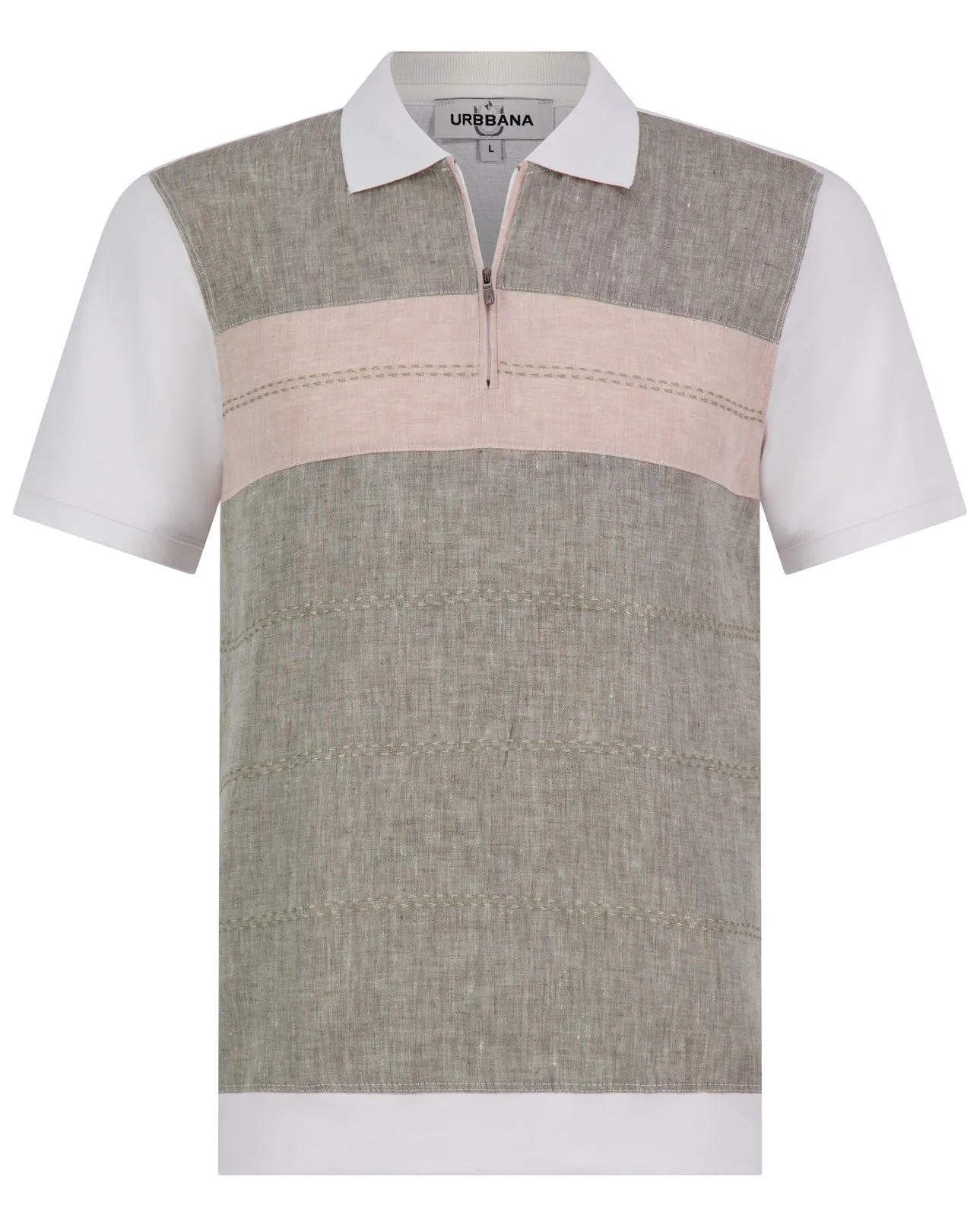 Athens cotton/linen Polo - White & Green