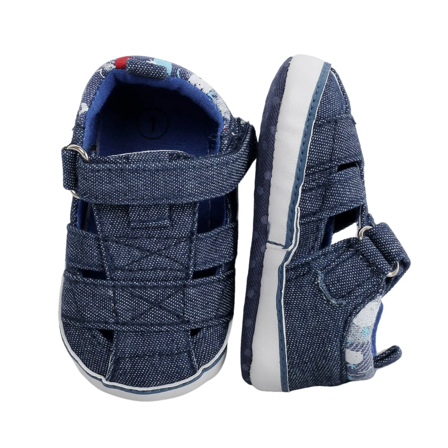 Baby Moo Denim Blue Velcro Booties