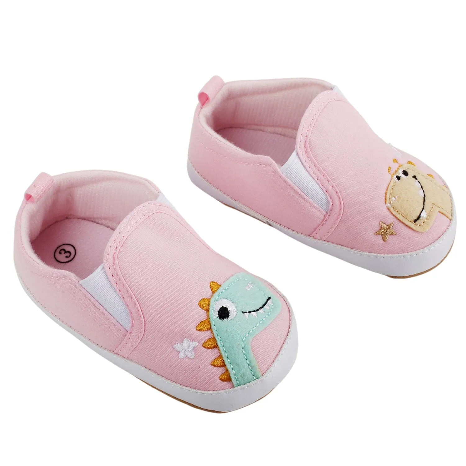 Baby Moo Dinosaur Pink Slip-On Booties