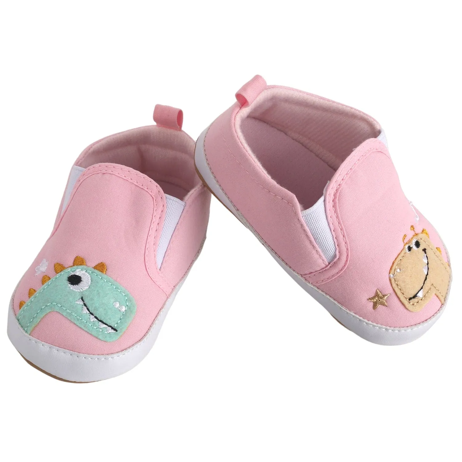 Baby Moo Dinosaur Pink Slip-On Booties