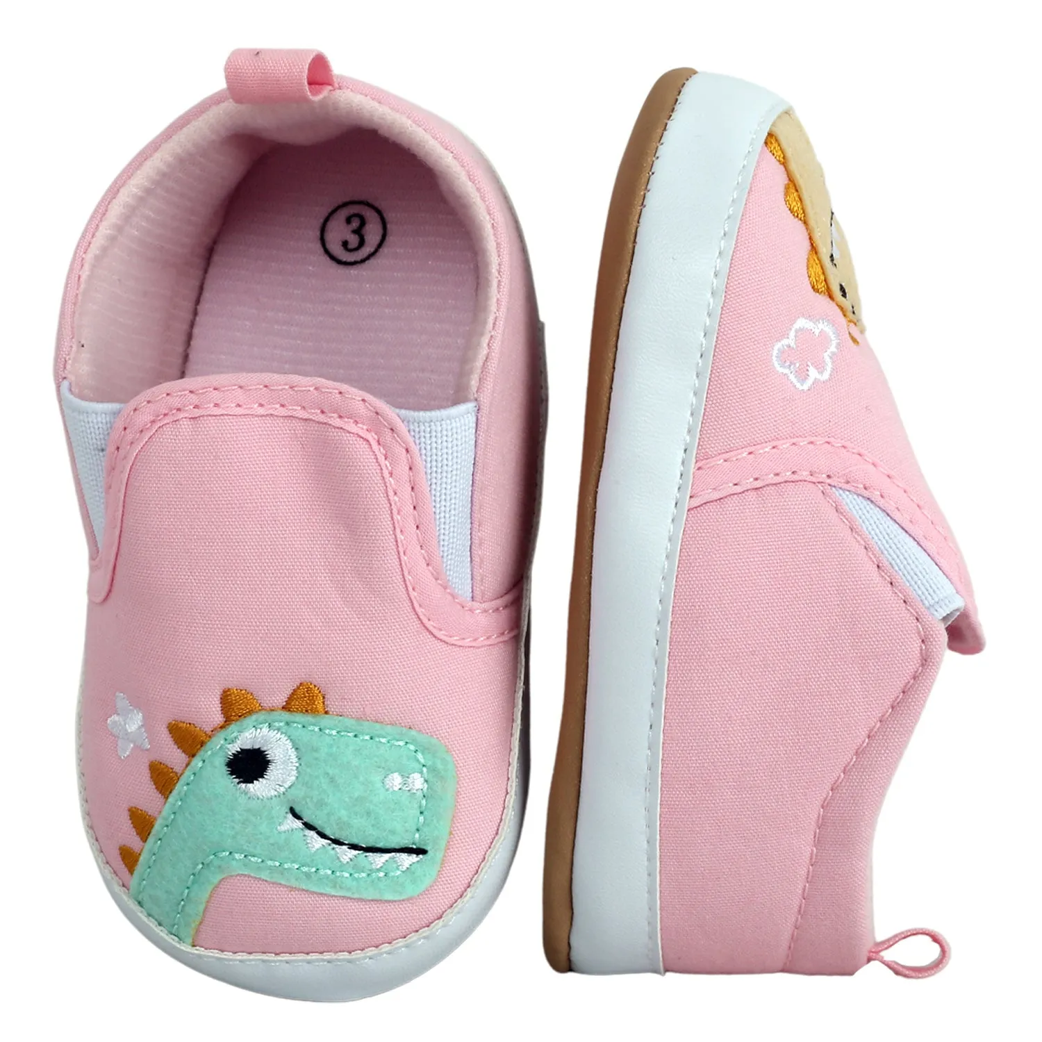 Baby Moo Dinosaur Pink Slip-On Booties