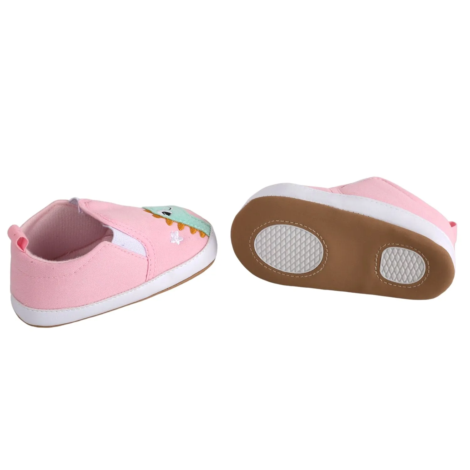 Baby Moo Dinosaur Pink Slip-On Booties