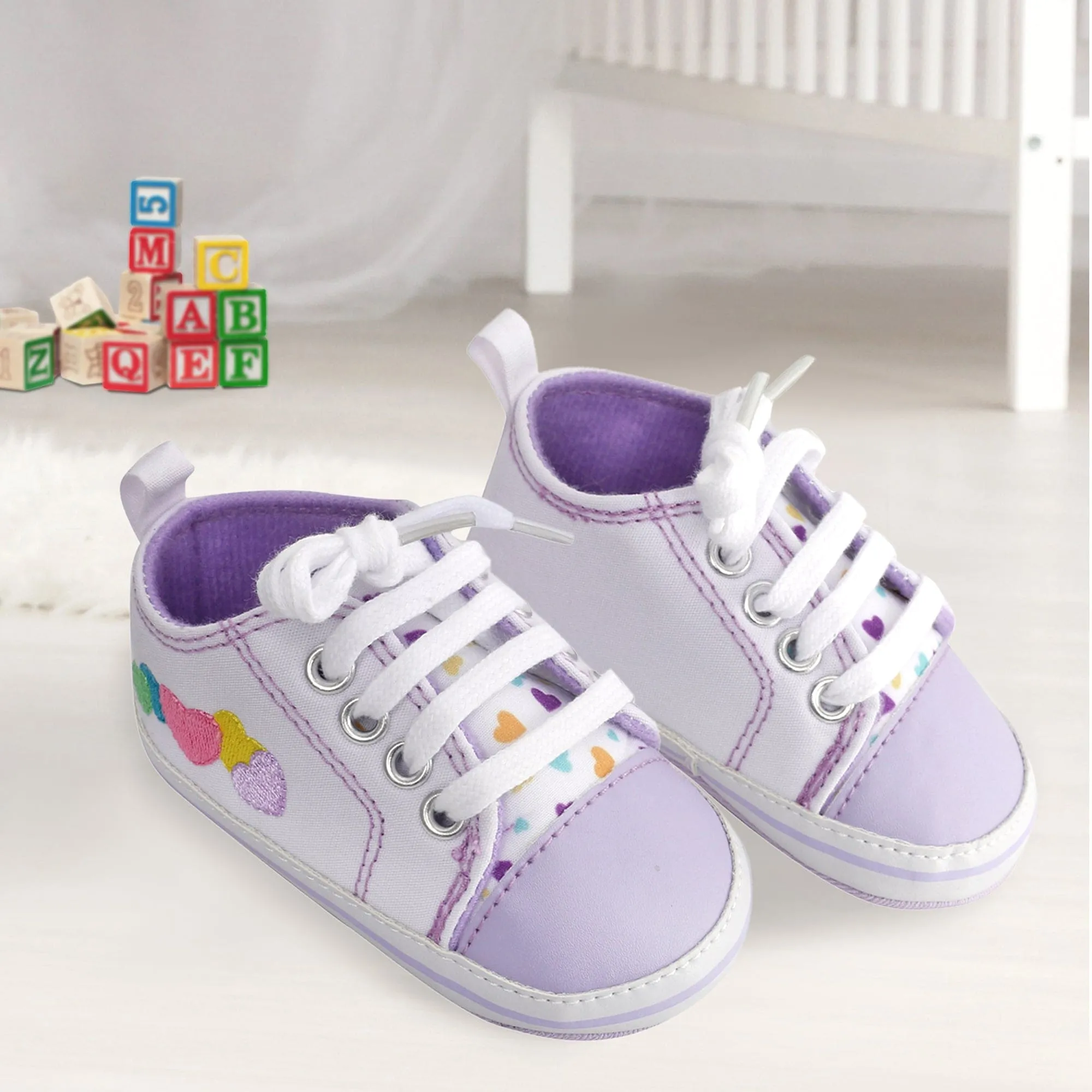 Baby Moo Purple Hearts Sneakers