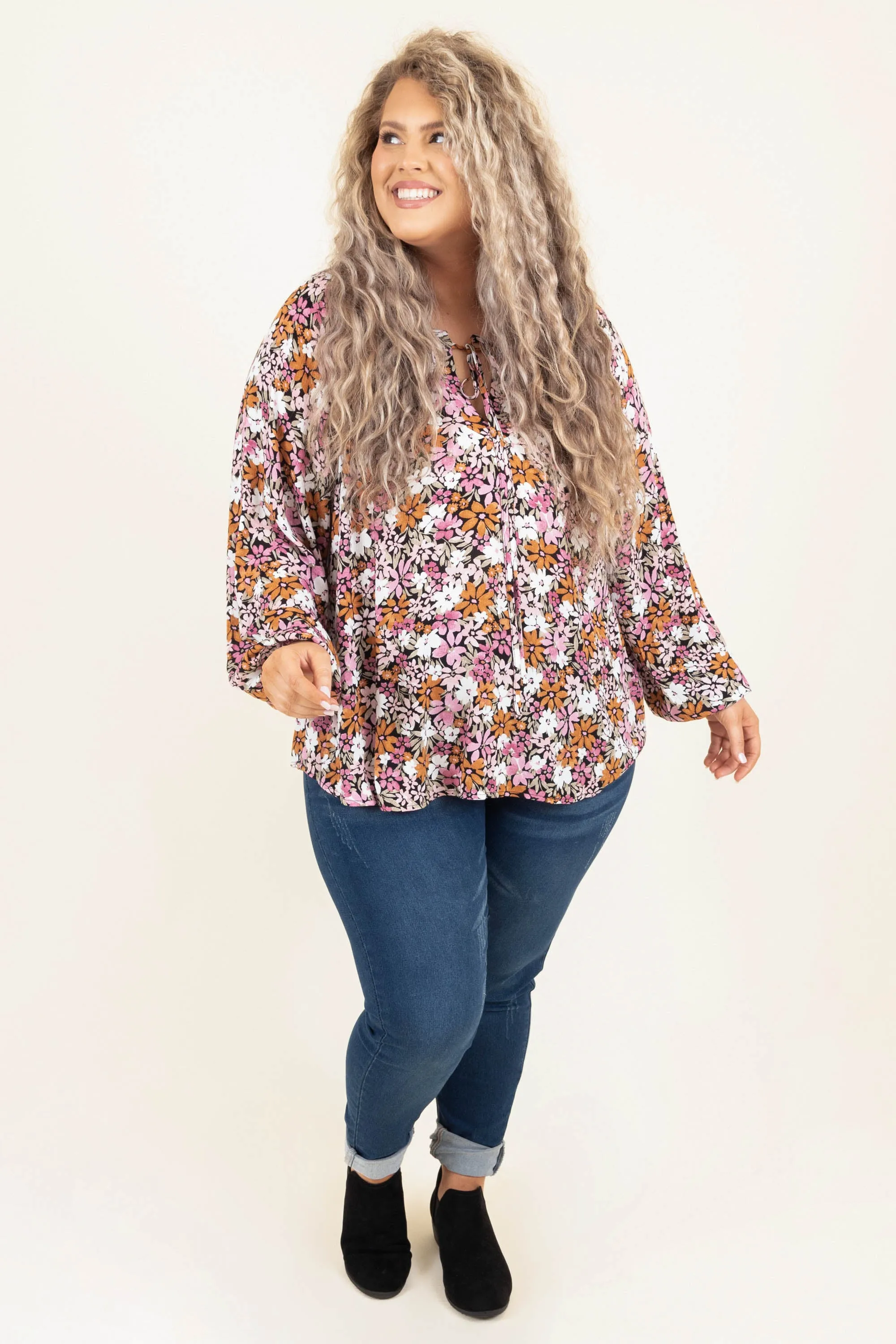 Blossoming Courage Top, Black Multi