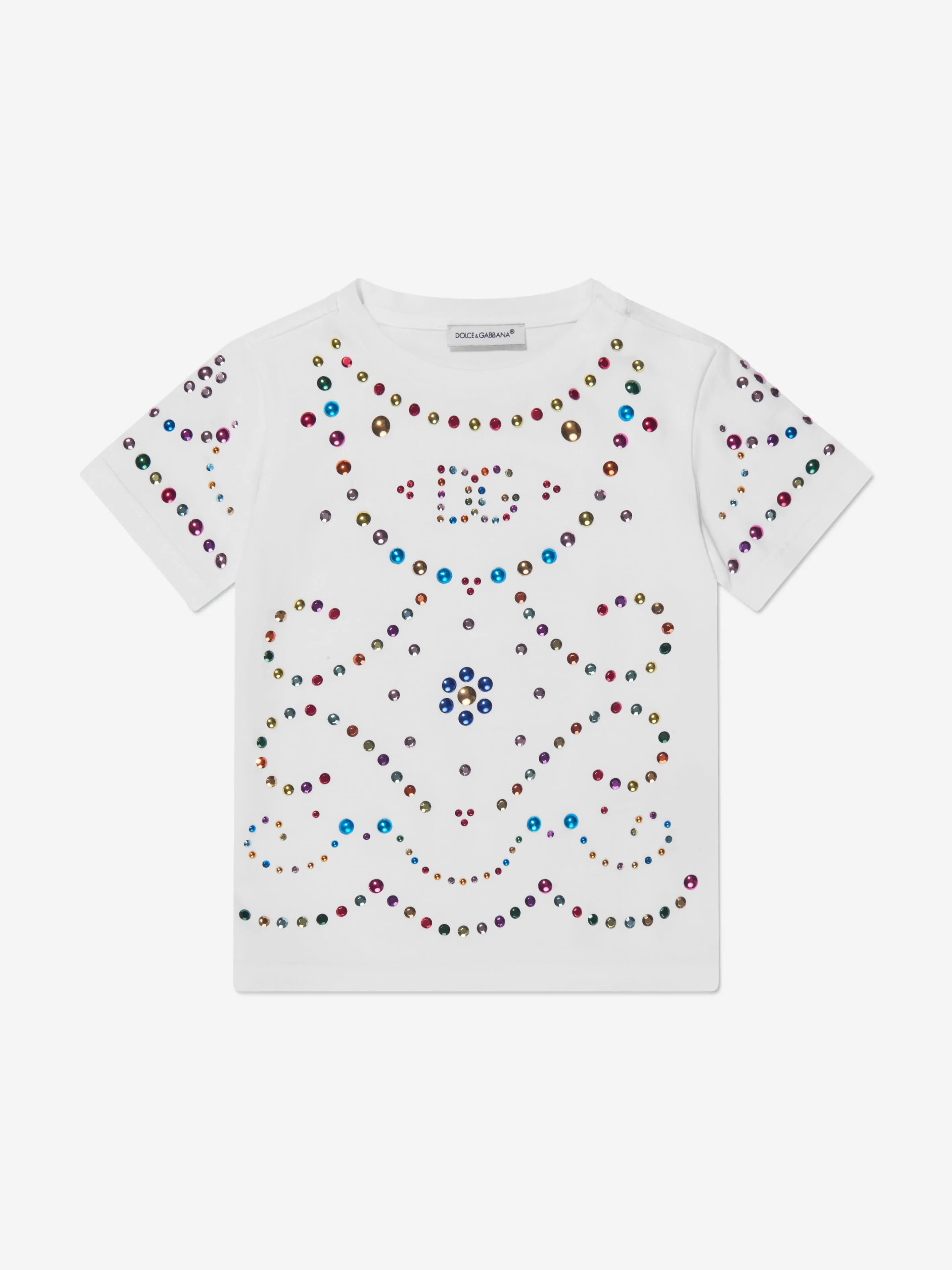 Dolce & Gabbana Baby Girls Cotton Embellished Logo T-Shirt