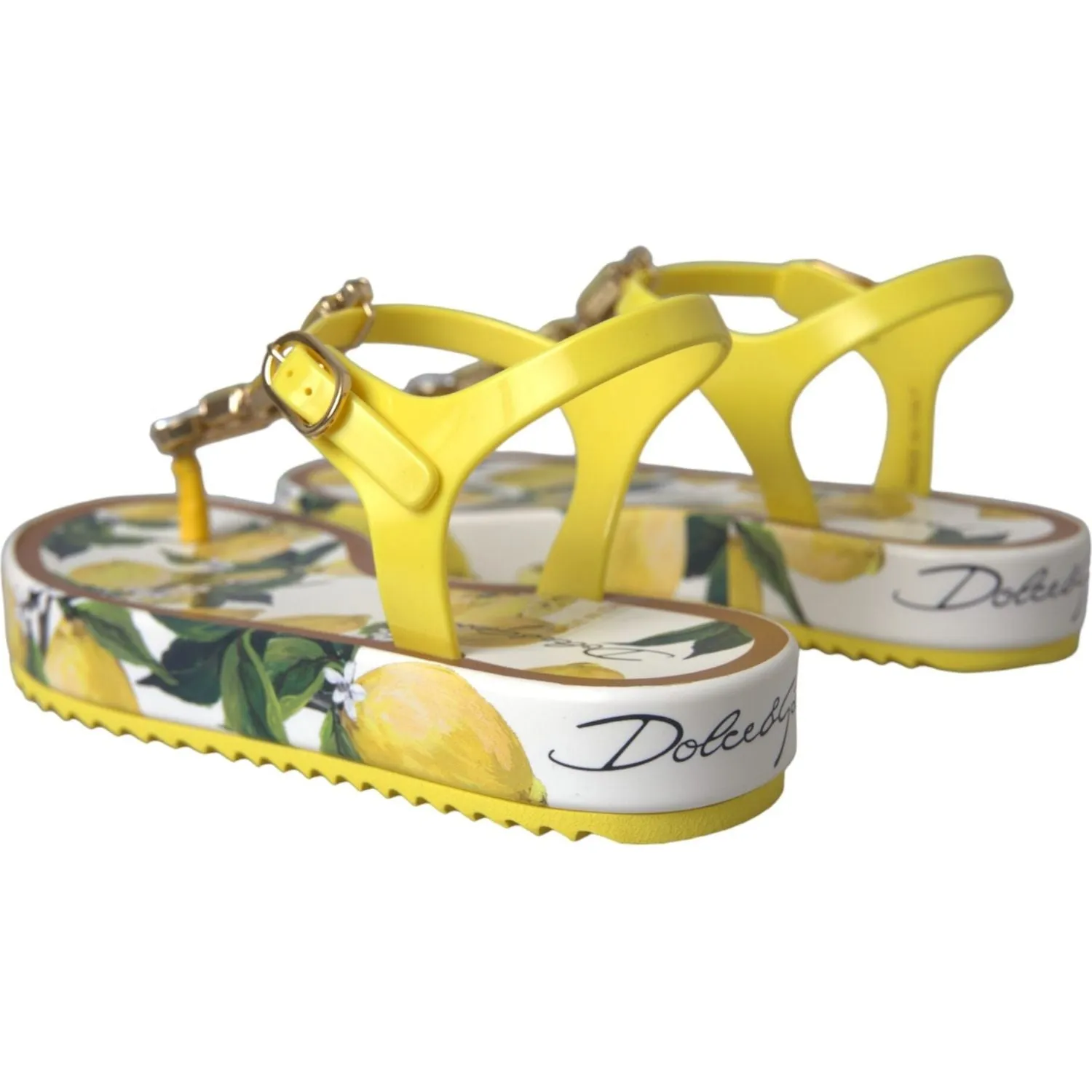 Dolce & Gabbana Yellow Lemon Beachwear Flats Sandals Shoes