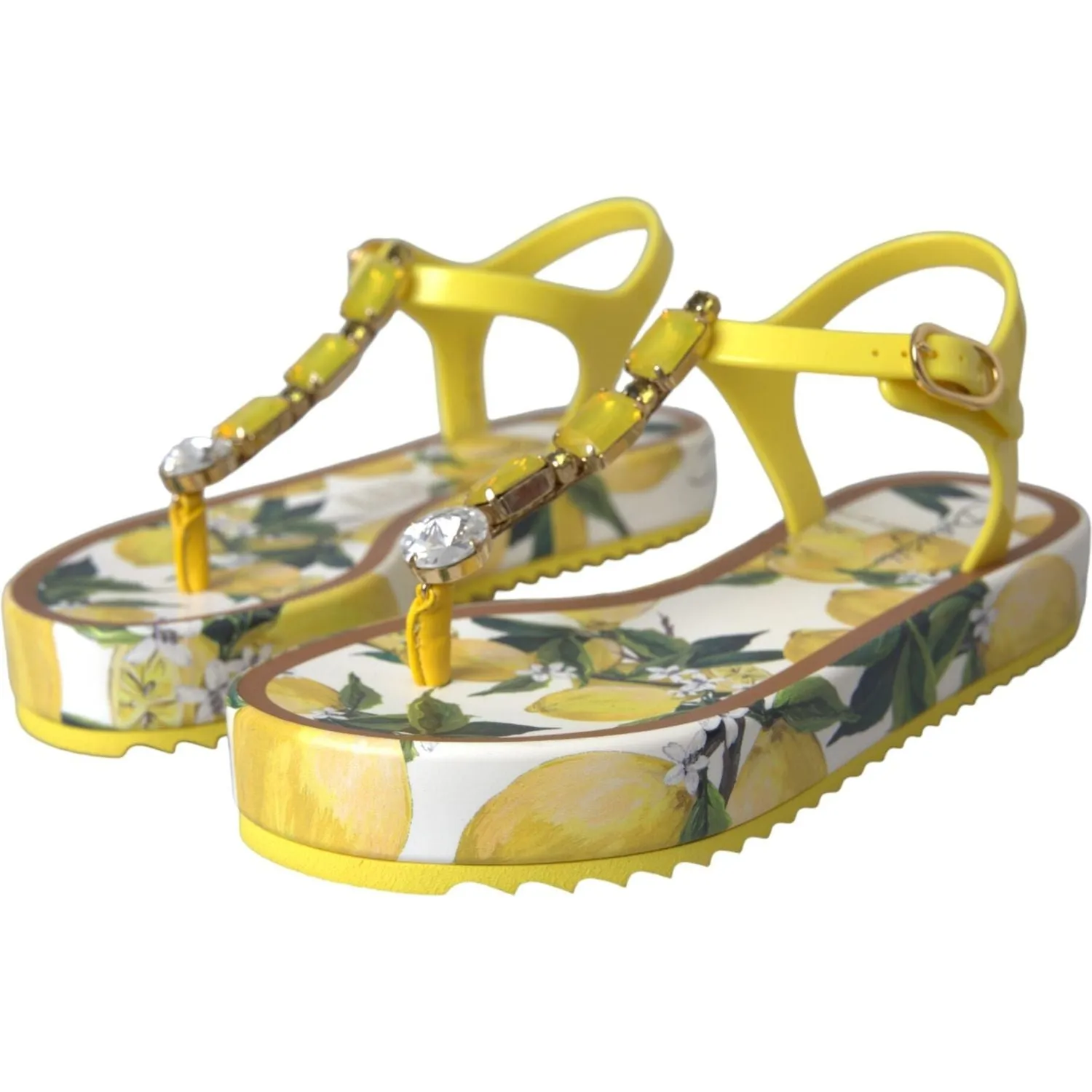 Dolce & Gabbana Yellow Lemon Beachwear Flats Sandals Shoes