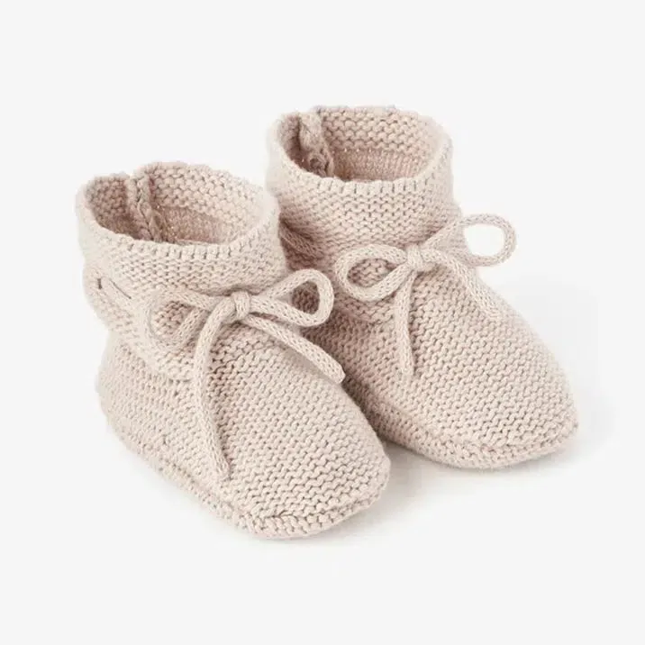 Elegant Baby - Cotton Garter Knit Booties - Taupe