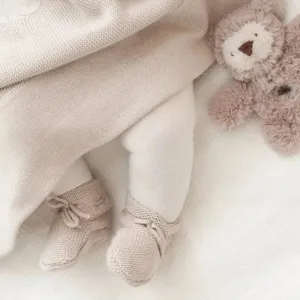 Elegant Baby - Cotton Garter Knit Booties - Taupe