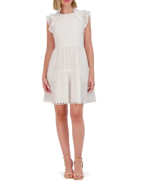 Eyelet Ruffled Tiered Dress