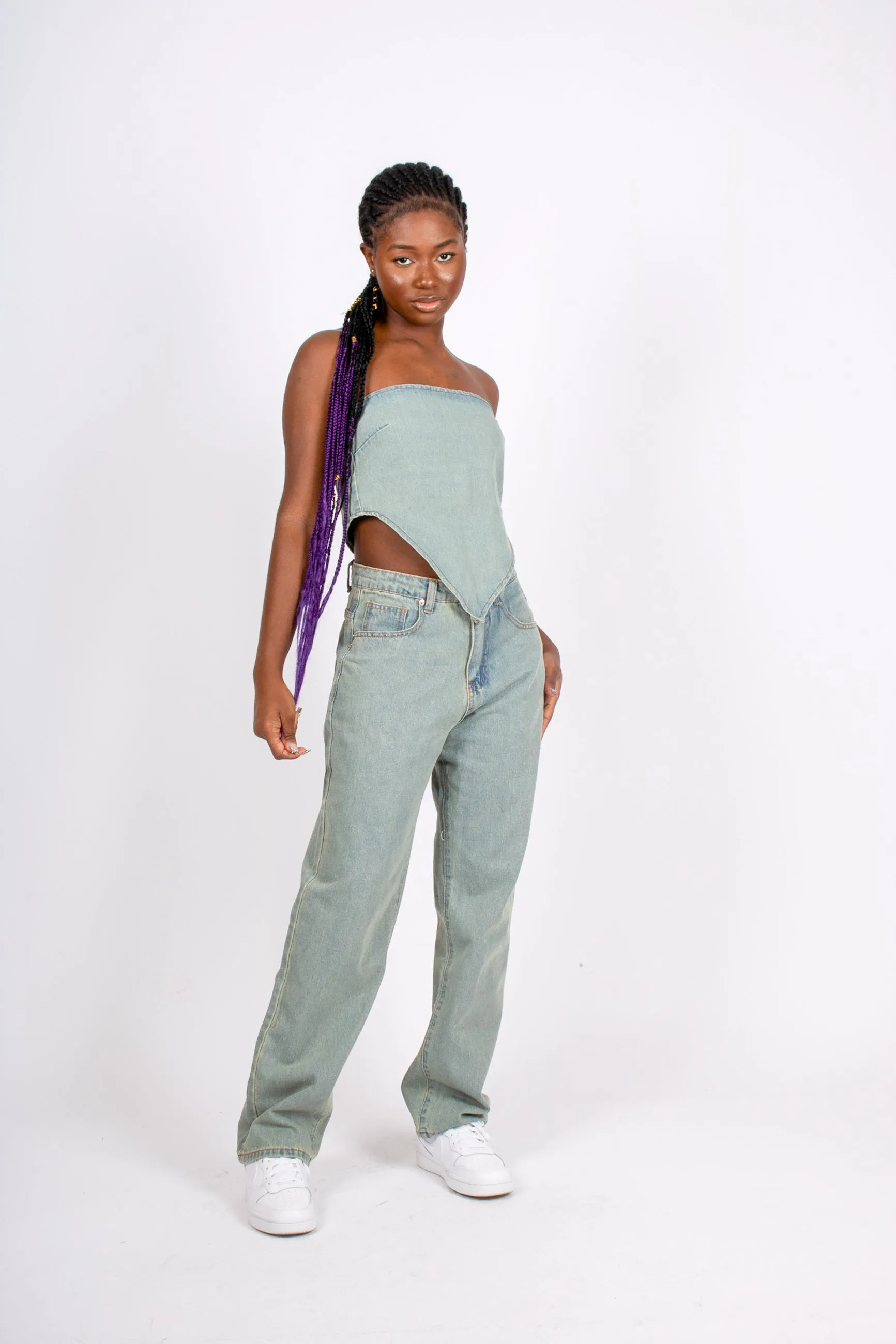 FAE Dirty Bleach High Waist Leg Jeans