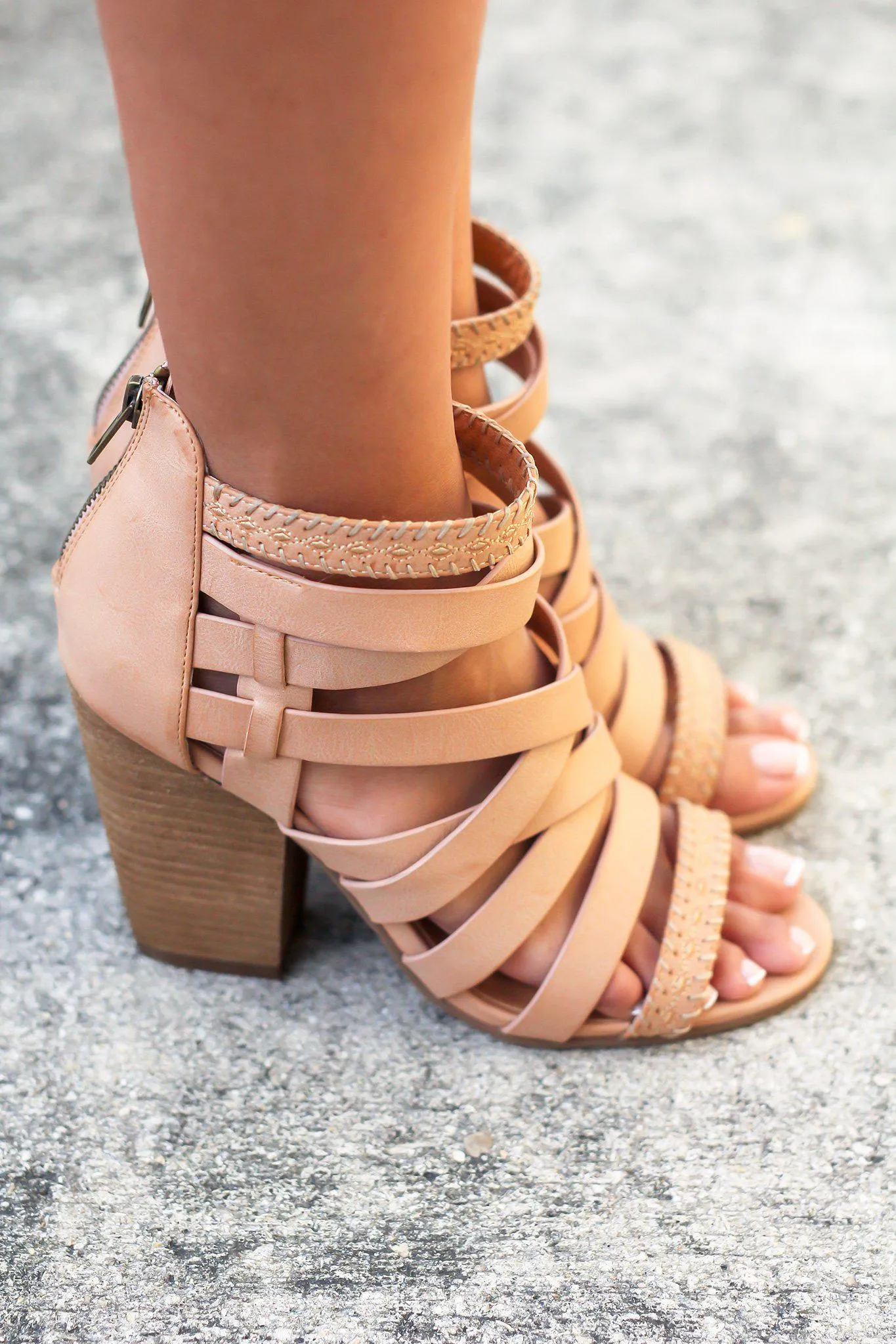 Feeling Strappy Nude Heels