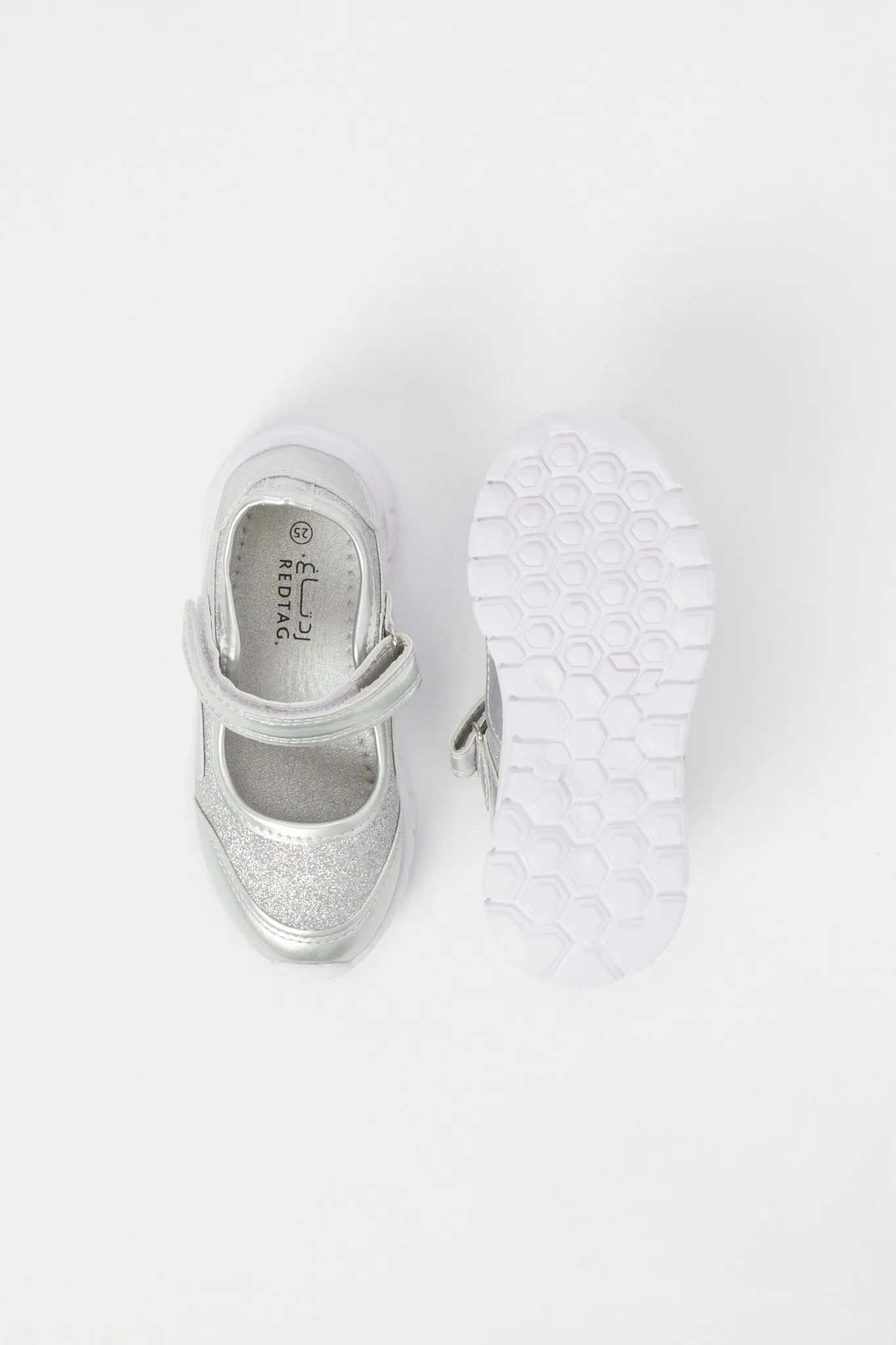 Girls Silver Shimmer Velcro Trainer