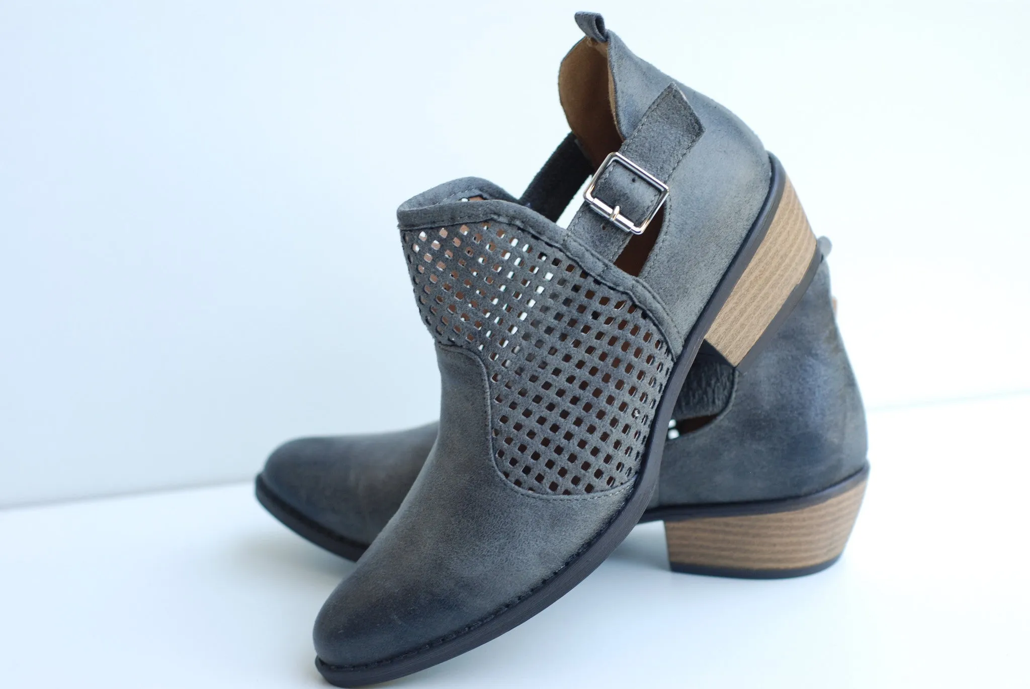 Grey Distressed Booties