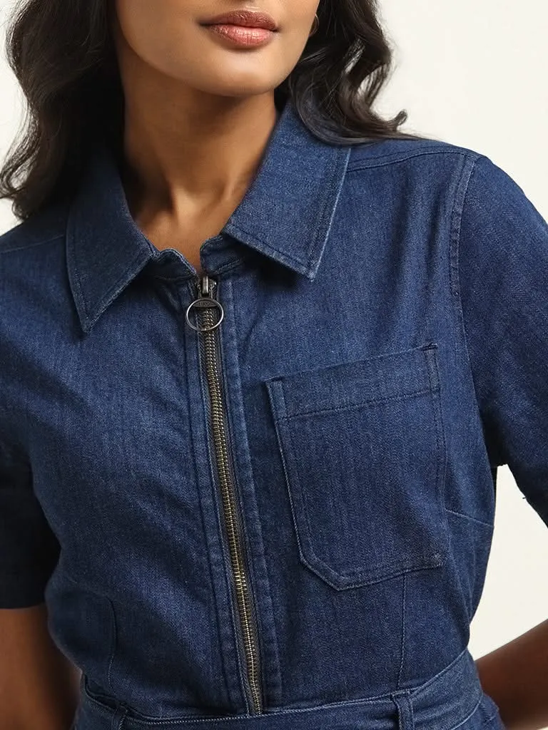 LOV Blue Denim Jumpsuit with Belt