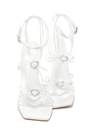 Lovestruck Embellished Strappy High Heels - White