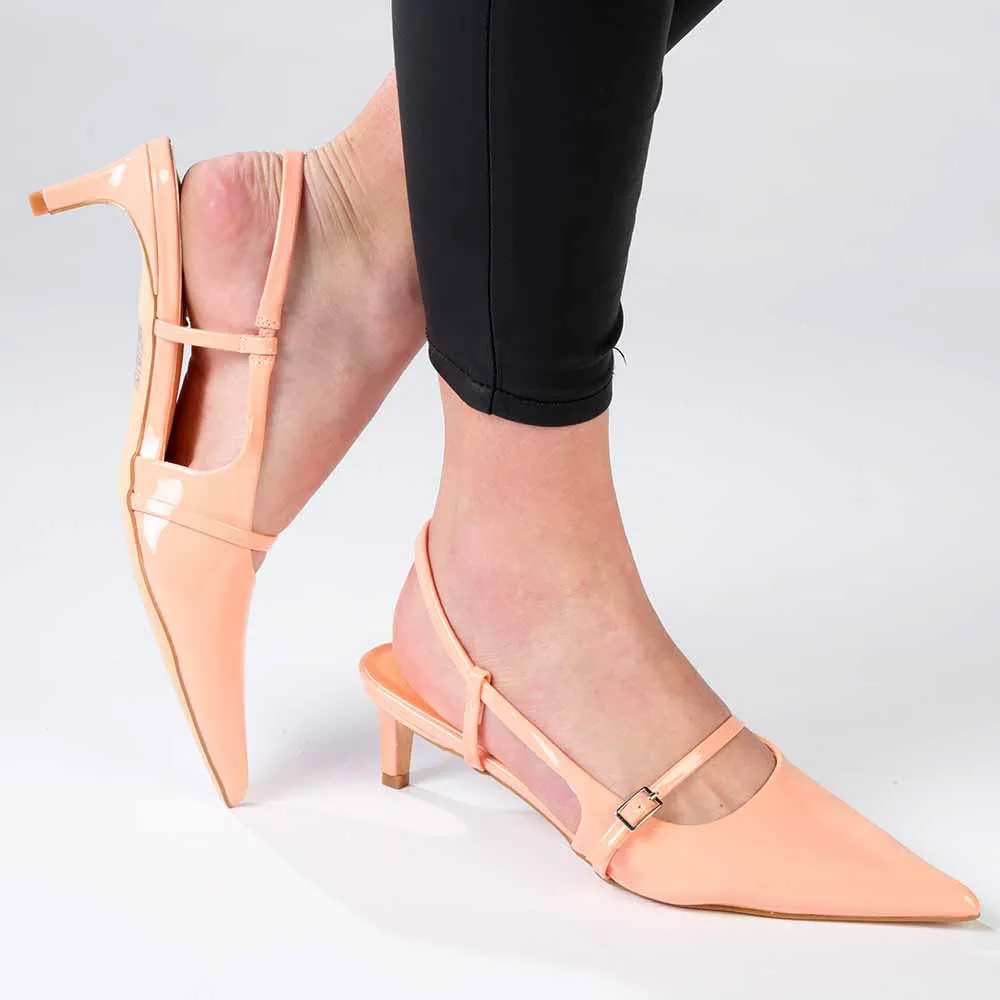 Madison Baila Kitten Slingback Heels - Peach Fuzz