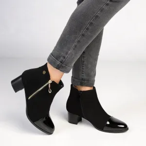 Madison Tiffany Patent Toe Ankle Boot - Black