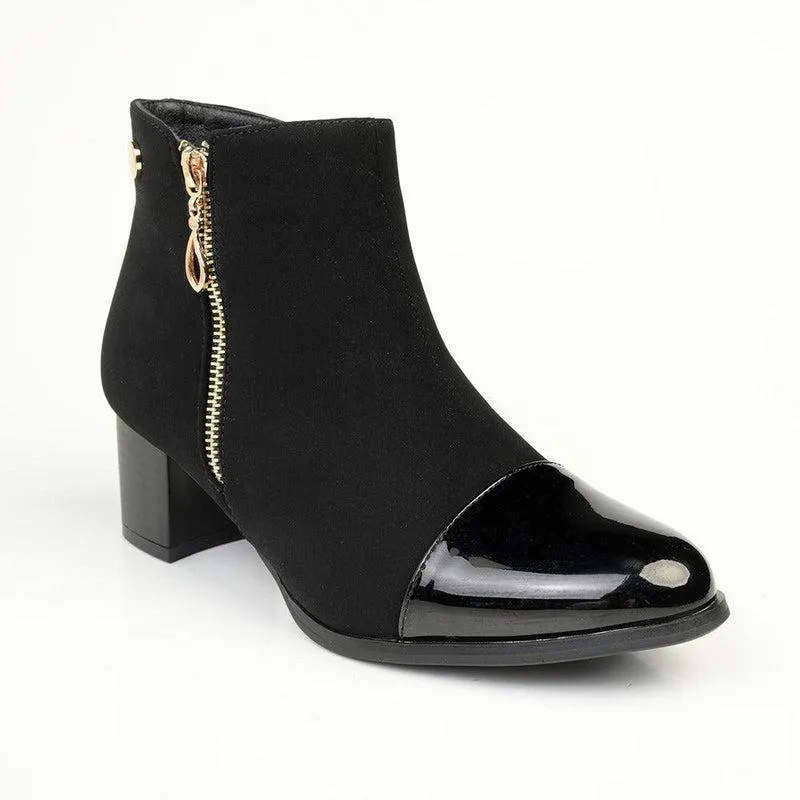 Madison Tiffany Patent Toe Ankle Boot - Black