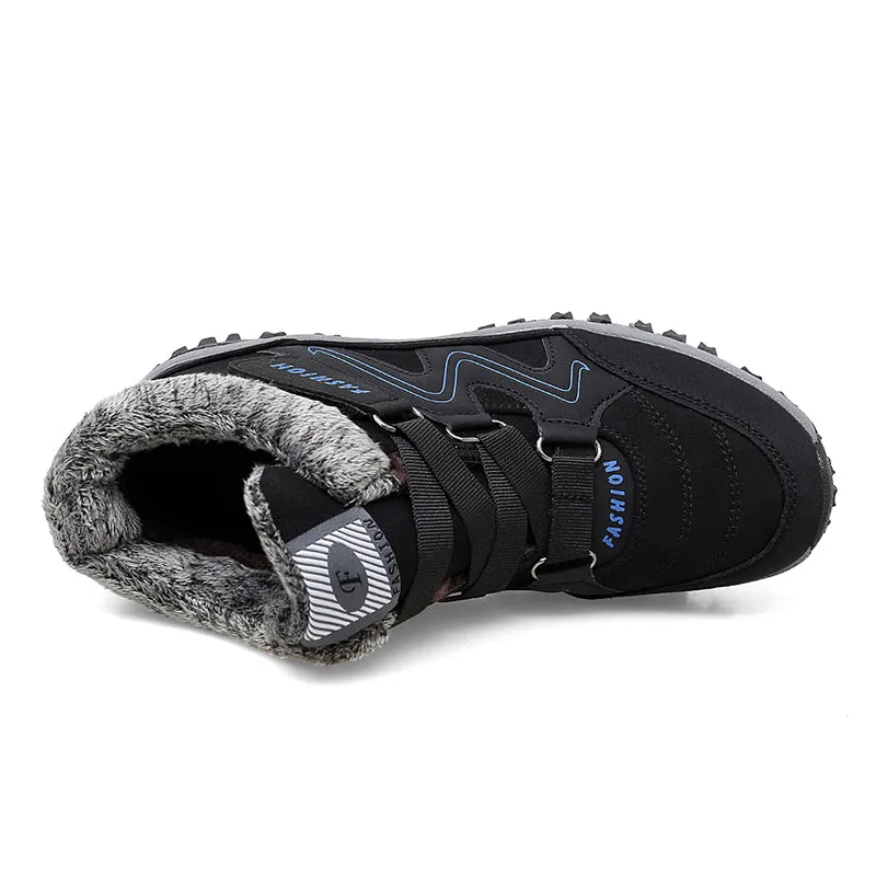 Man's winter thermal velvet velcro buckle trendy joker hiking sneakers