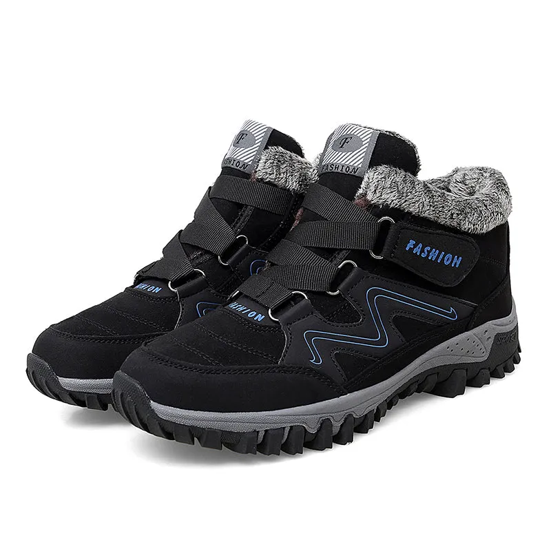 Man's winter thermal velvet velcro buckle trendy joker hiking sneakers