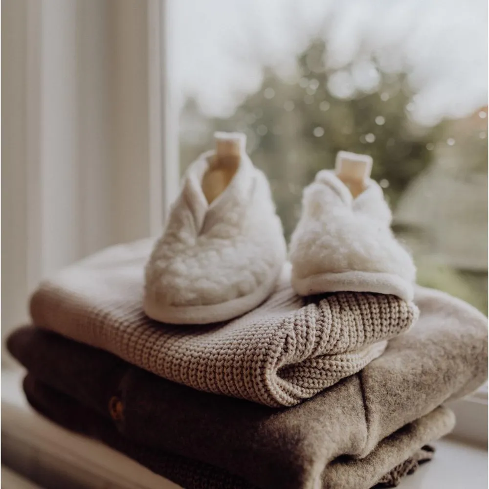 Merino Baby Booties - Milk