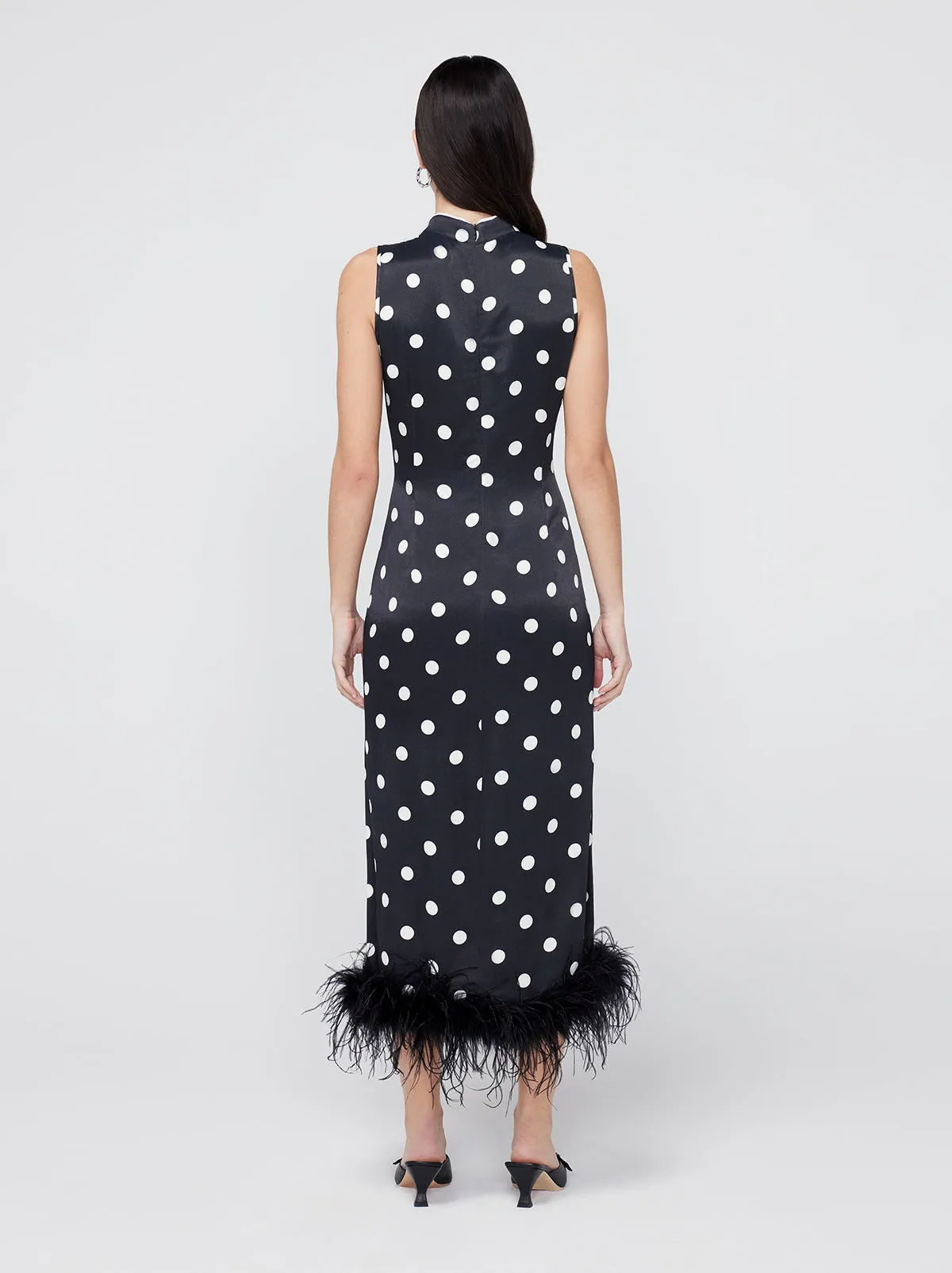 Myla Black Polka Dot Feather Dress