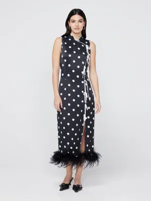 Myla Black Polka Dot Feather Dress