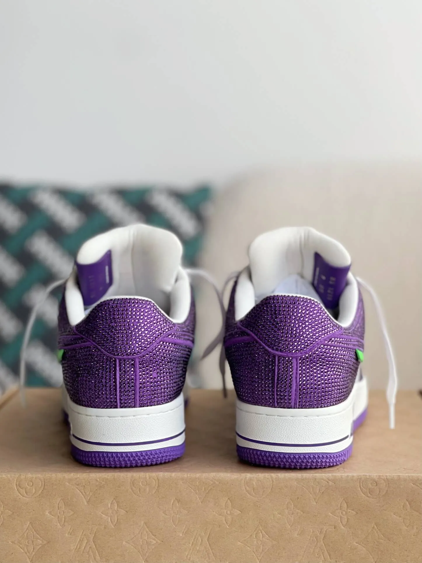 Nike x Louis Vuitton LV Air Force 1 Trainer Purple White Rhinestone Sneakers