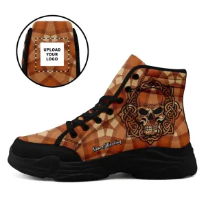 Personalized Skull Sneakers, Custom High-Top Canvas Shoes, Stylish Chunky Shoes, Unisex Shoes