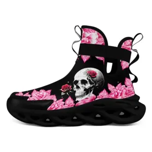 Personalized Skull Sneakers, Custom Skull with Flower Shoes, Comfortable Shoes, Gift for Halloween