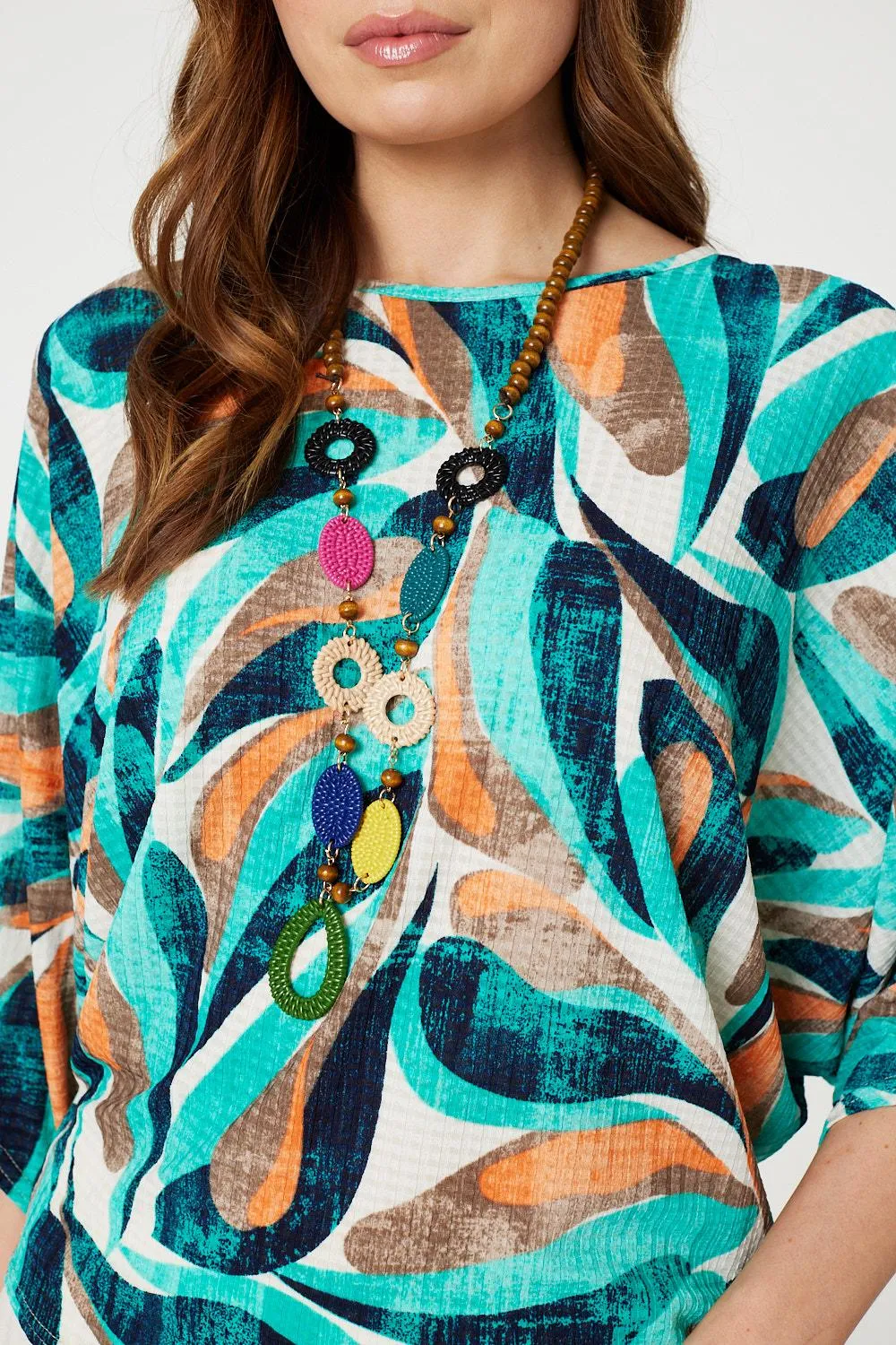 Printed Oversized Top with Necklace