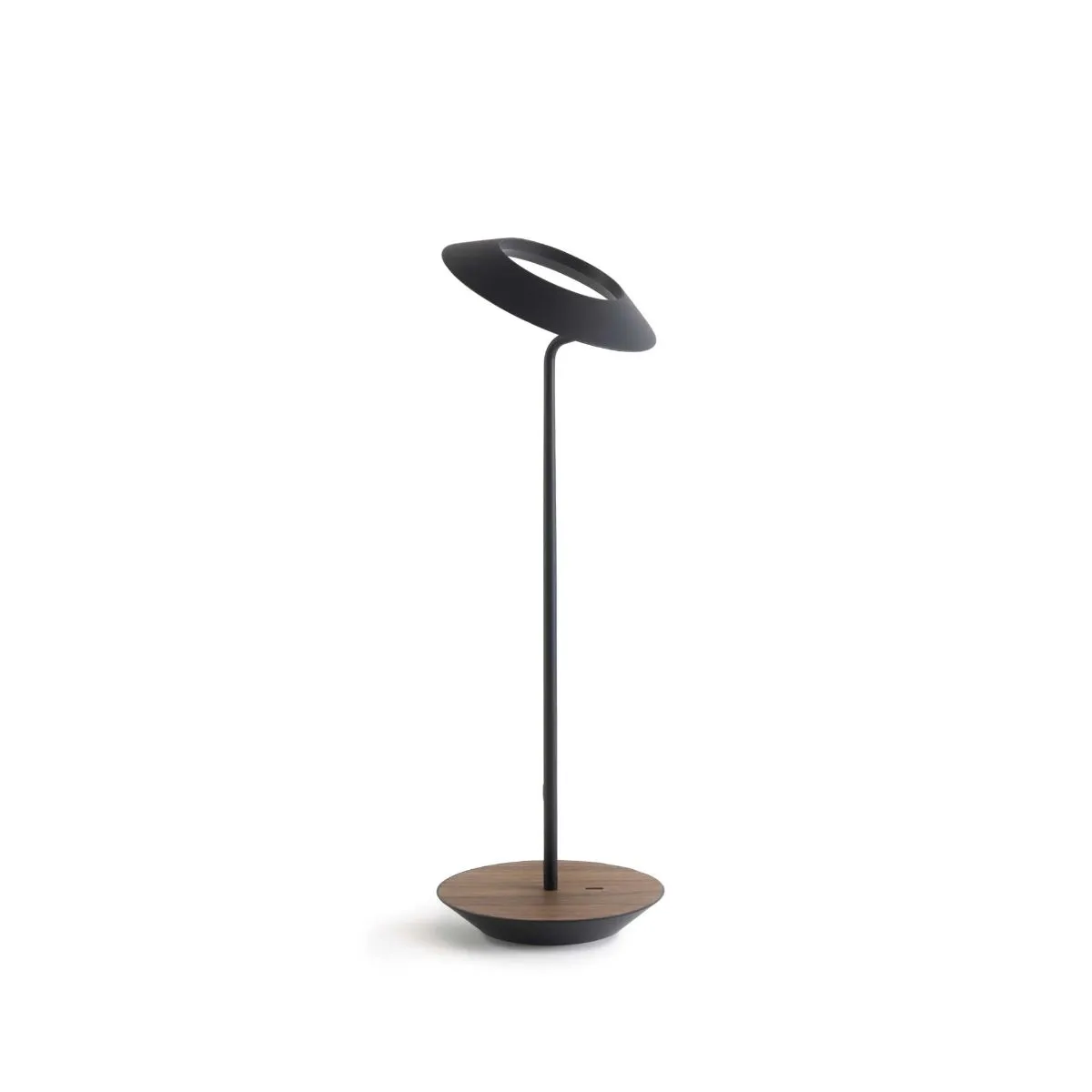 Royyo Matte Black With Oiled Walnut Modern LED Desk Lamp with USB Port