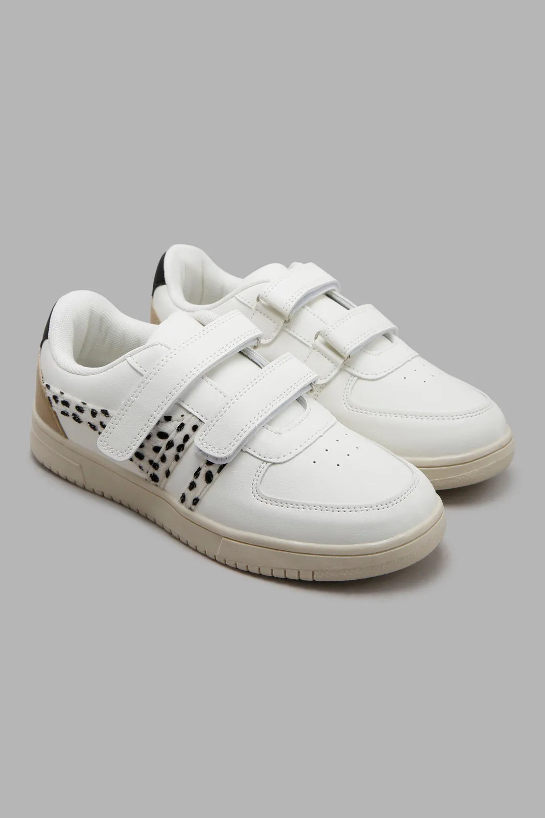 Senior Girls White Velcro Sneaker